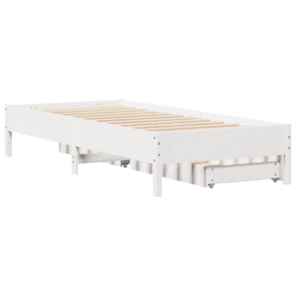 Letto senza Materasso Bianco 75x190 in Legno Massello di Pino
