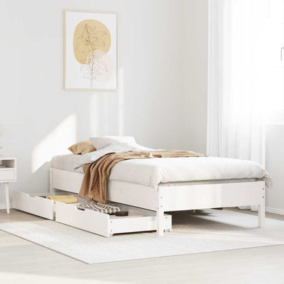 Letto senza Materasso Bianco 75x190 in Legno Massello di Pino