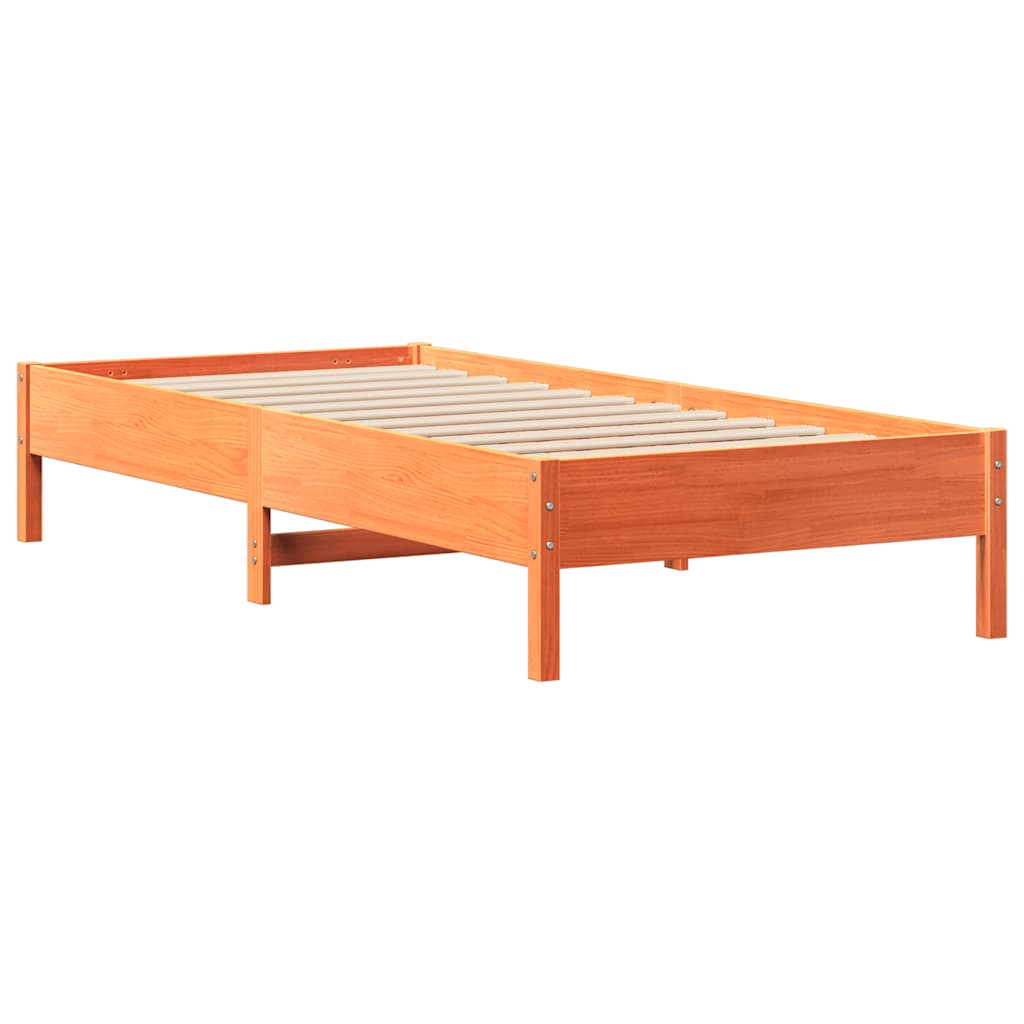Letto senza Materasso Marrone Cera 75x190 cm in Legno di Pino | homemem39