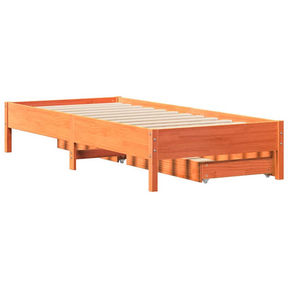 Letto senza Materasso Marrone Cera 75x190 cm in Legno di Pino | homemem39