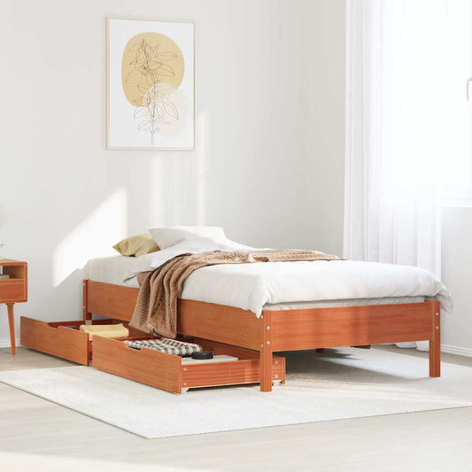 Letto senza Materasso Marrone Cera 75x190 cm in Legno di Pino | homemem39