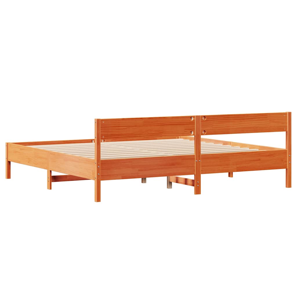 Letto senza Materasso Marrone Cera 200x200 cm in Legno di Pino