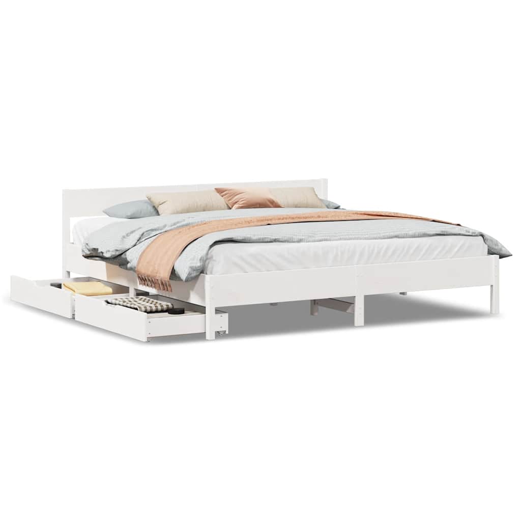 Letto senza Materasso Bianco 180x200 cm Legno Massello di Pino - homemem39