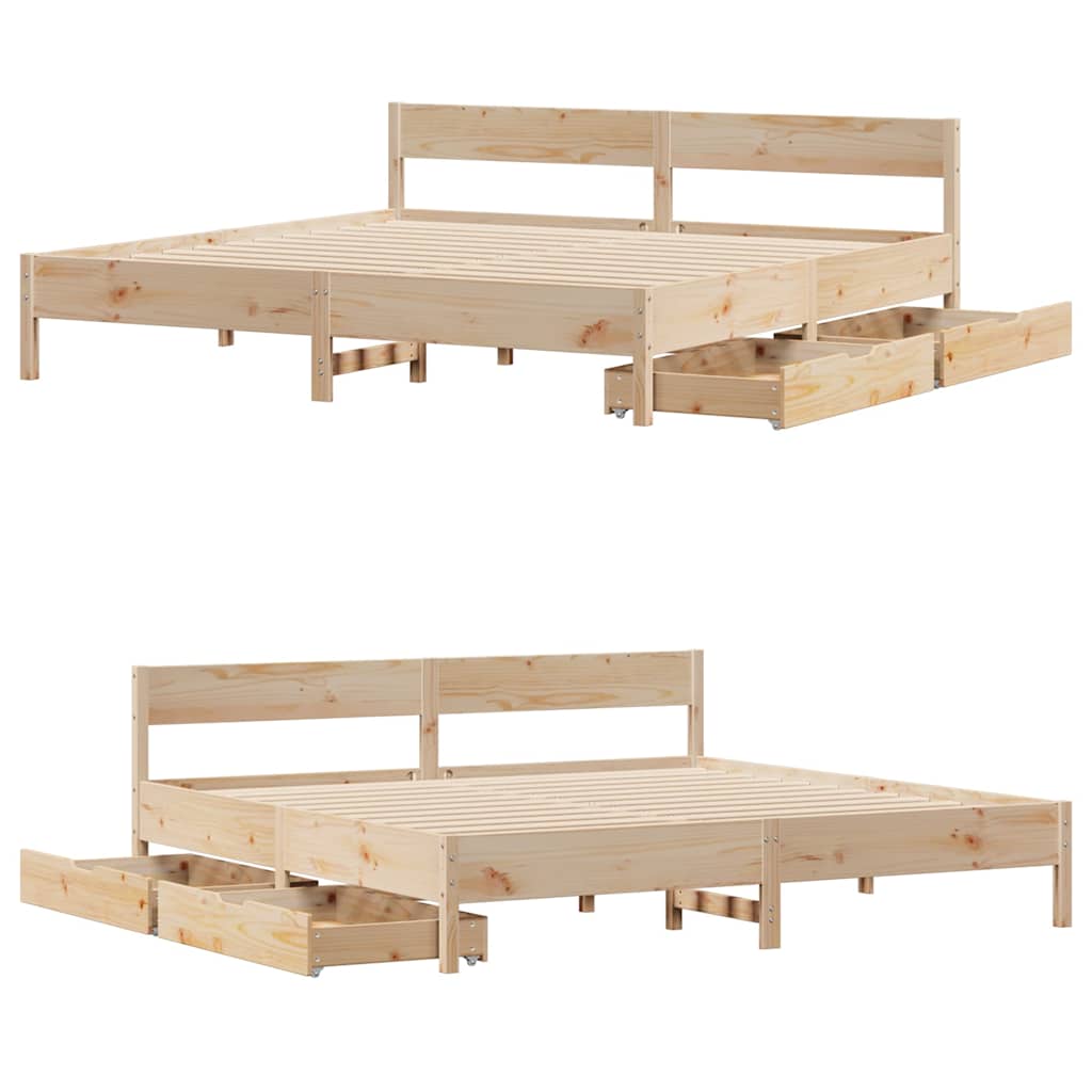 Letto senza Materasso 160x200 cm in Legno Massello di Pino