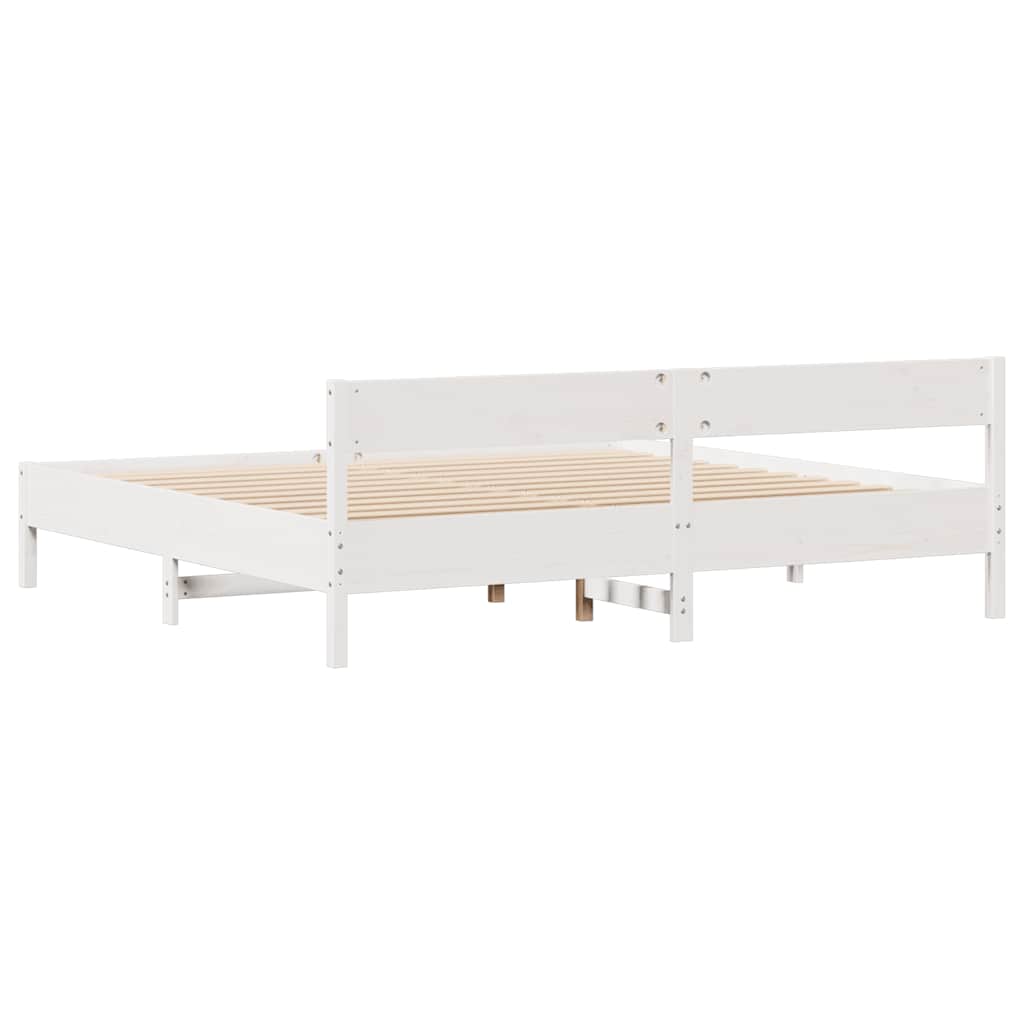 Letto senza Materasso Bianco 160x200 cm Legno Massello di Pino