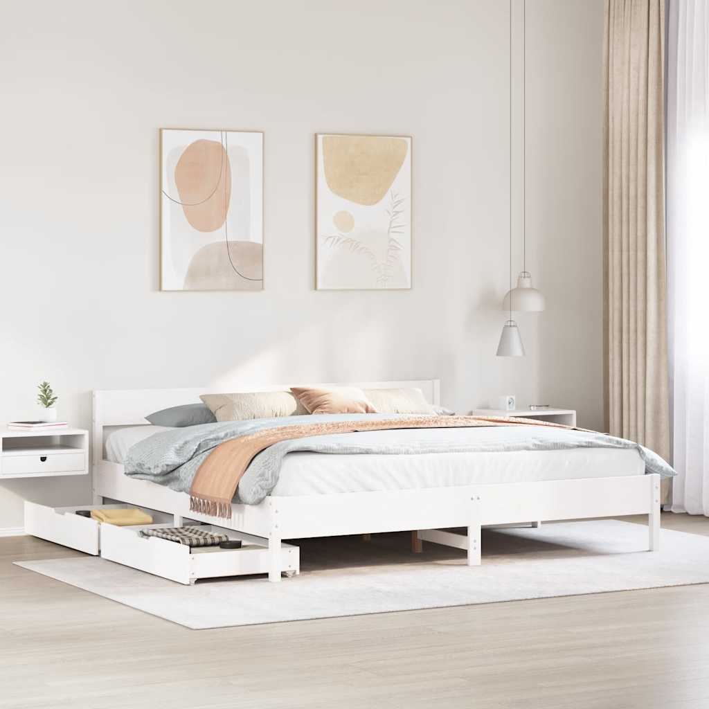 Letto senza Materasso Bianco 160x200 cm Legno Massello di Pino
