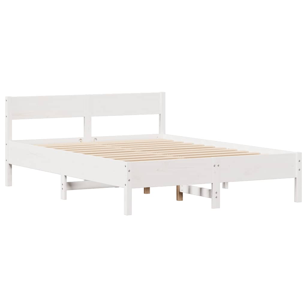 Letto senza Materasso Bianco 150x200 cm Legno Massello di Pino | homemem39