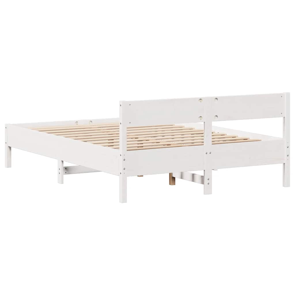 Letto senza Materasso Bianco 150x200 cm Legno Massello di Pino | homemem39