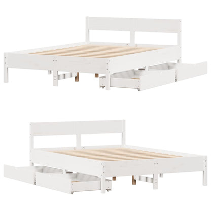 Letto senza Materasso Bianco 140x200 cm Legno Massello di Pino | homemem39