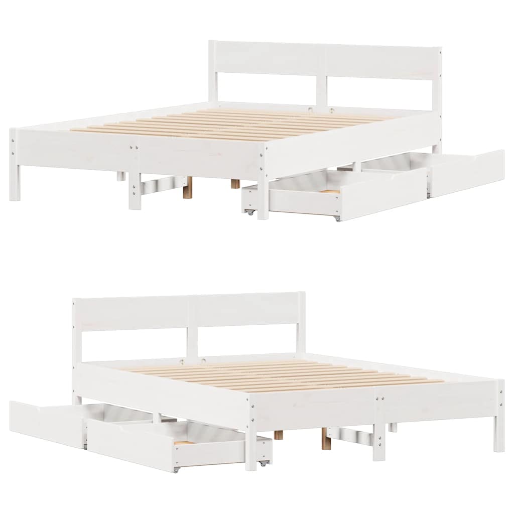 Letto senza Materasso Bianco 120x200 cm Legno Massello di Pino | homemem39