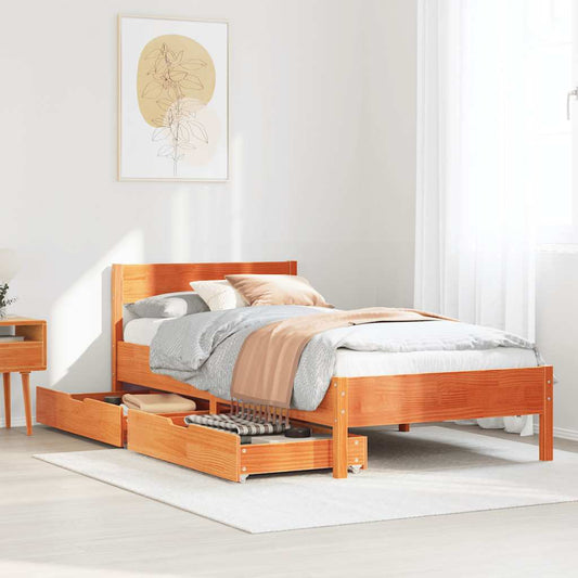 Letto senza Materasso Marrone Cera 100x200 cm in Legno di Pino | homemem39