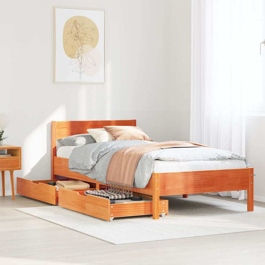 Letto senza Materasso Marrone Cera 90x200 cm Legno di Pino | homemem39