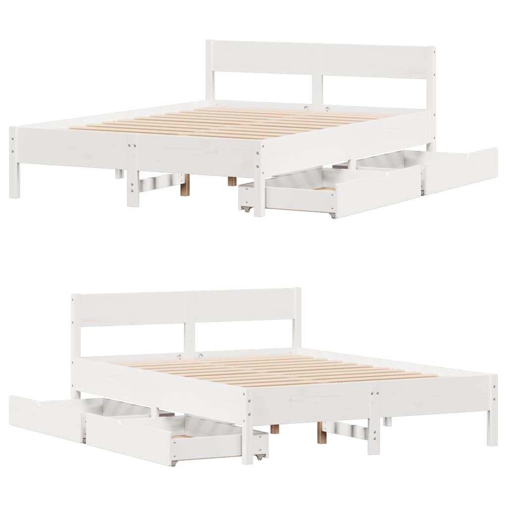 Letto senza Materasso Bianco 140x190 cm Legno Massello di Pino | homemem39