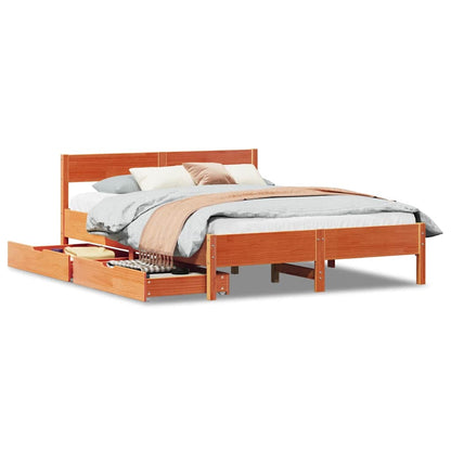 Letto senza Materasso Marrone Cera 140x190 cm in Legno di Pino | homemem39
