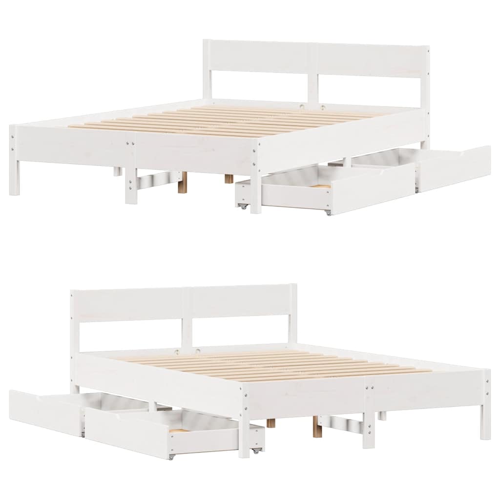 Letto senza Materasso Bianco 135x190 cm Legno Massello di Pino | homemem39