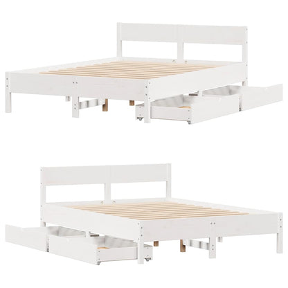 Letto senza Materasso Bianco 135x190 cm Legno Massello di Pino | homemem39
