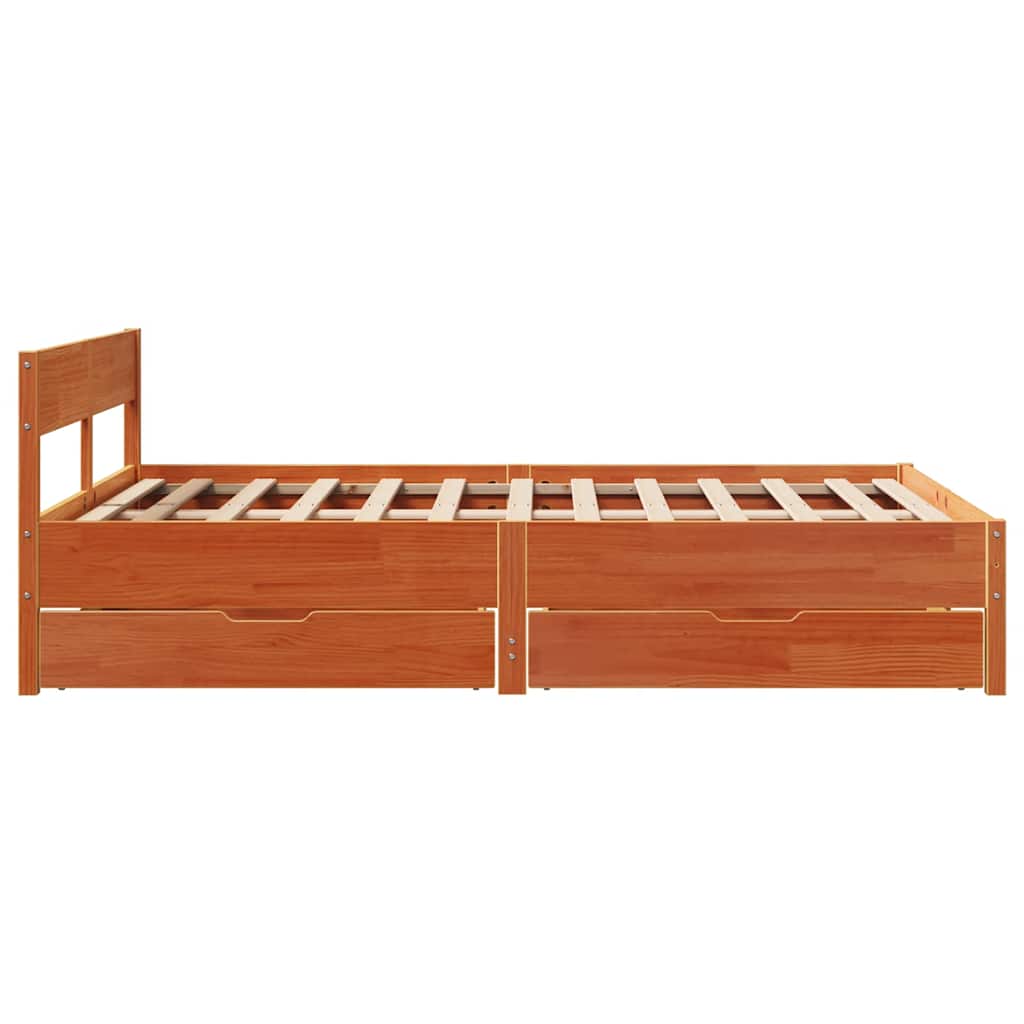 Letto senza Materasso Marrone Cera 135x190 cm in Legno di Pino | homemem39