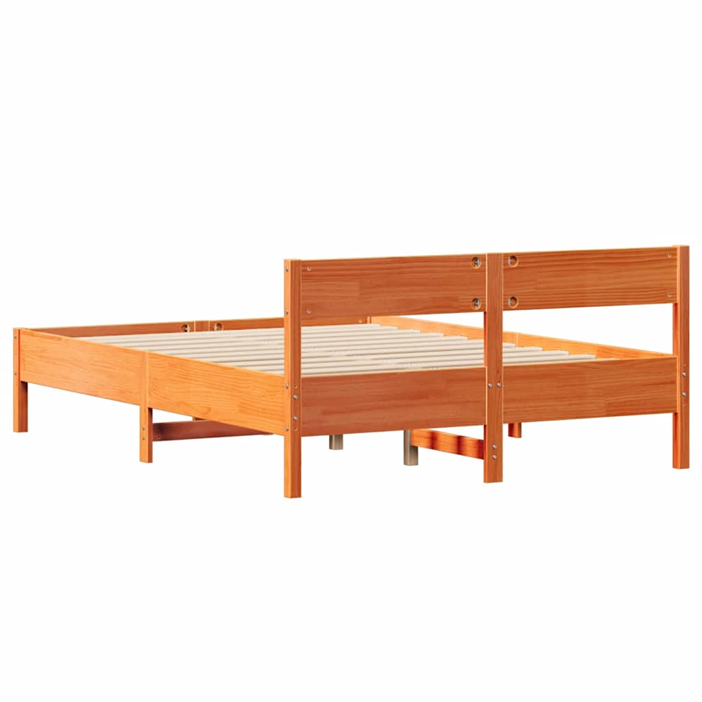 Letto senza Materasso Marrone Cera 135x190 cm in Legno di Pino | homemem39