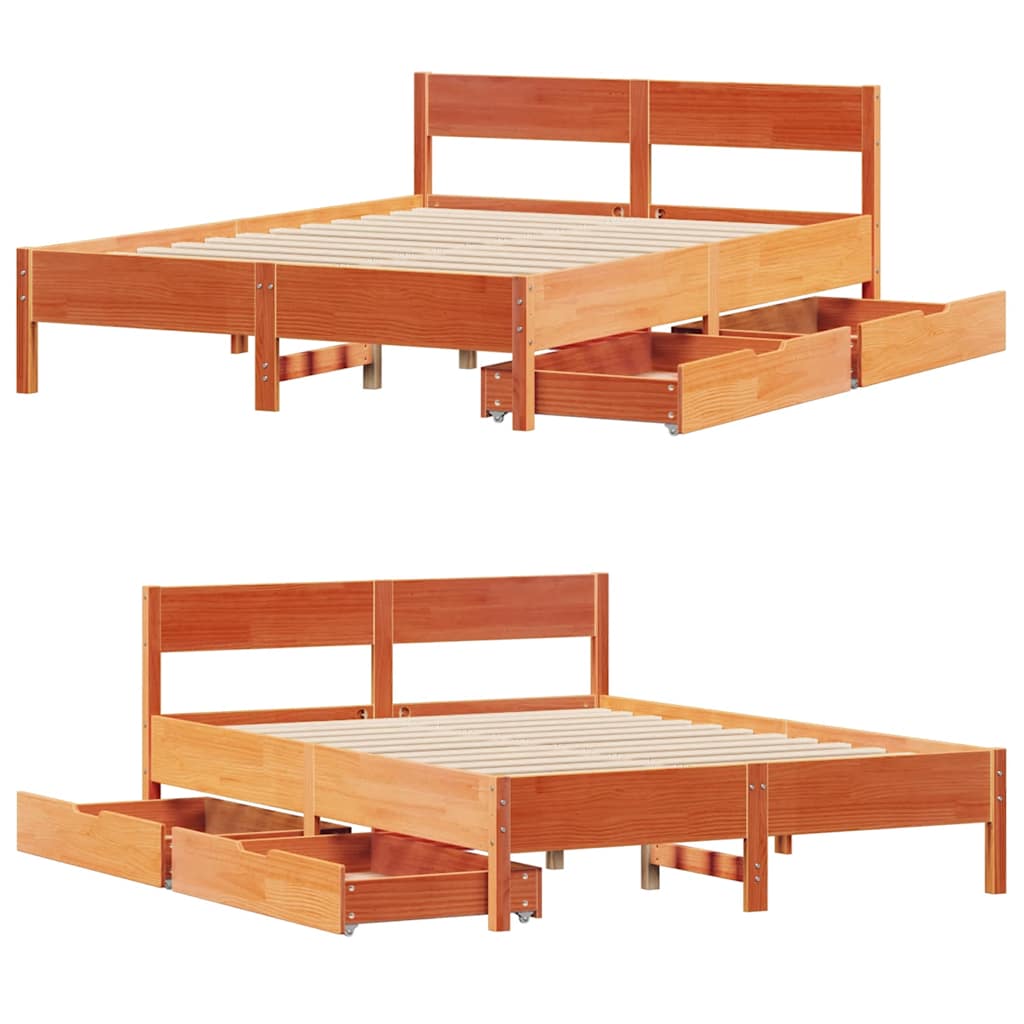 Letto senza Materasso Marrone Cera 120x190 cm in Legno di Pino | homemem39