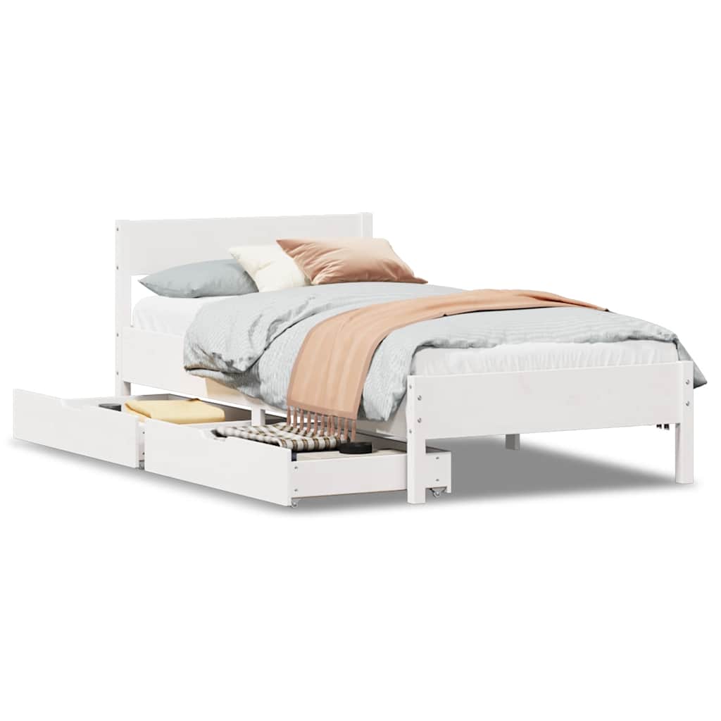 Letto senza Materasso Bianco 90x190 cm in Legno Massello Pino | homemem39