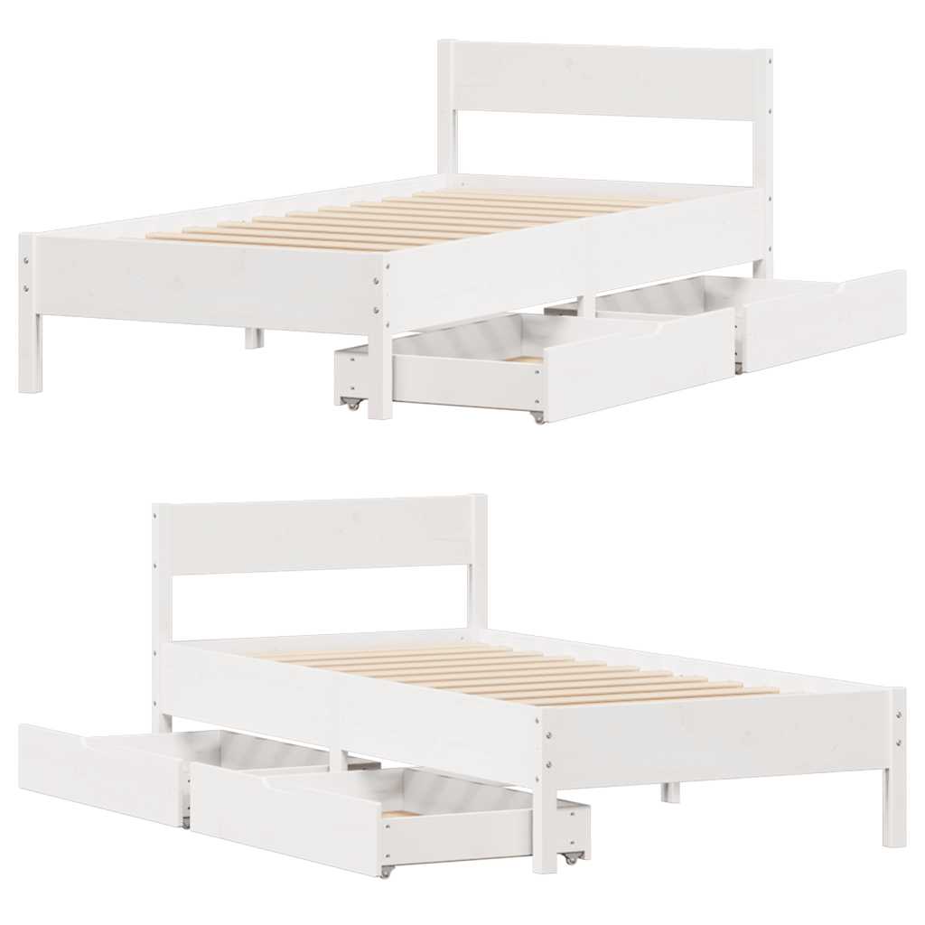 Letto senza Materasso Bianco 90x190 cm in Legno Massello Pino | homemem39