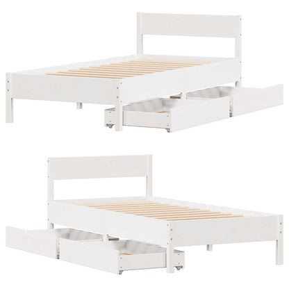 Letto senza Materasso Bianco 90x190 cm in Legno Massello Pino | homemem39