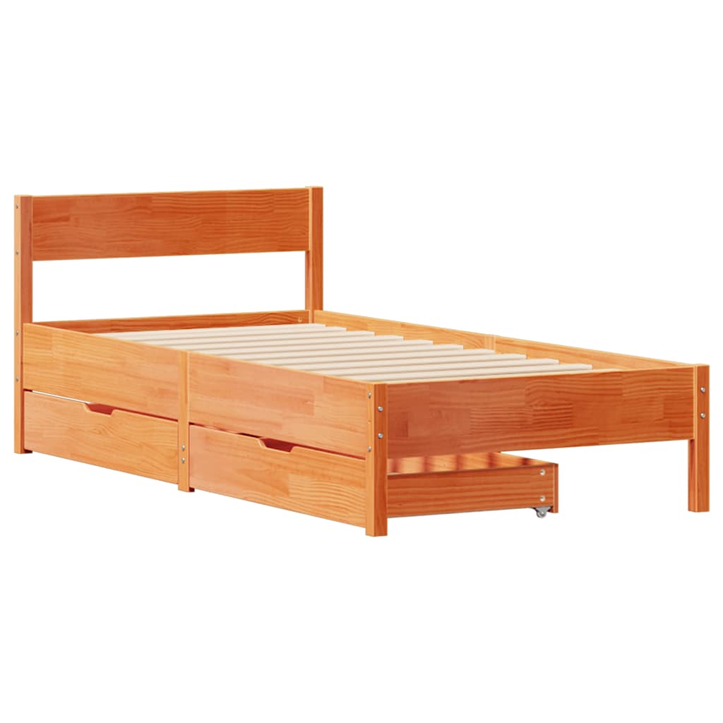 Letto senza Materasso Marrone Cera 90x190 cm in Legno di Pino | homemem39