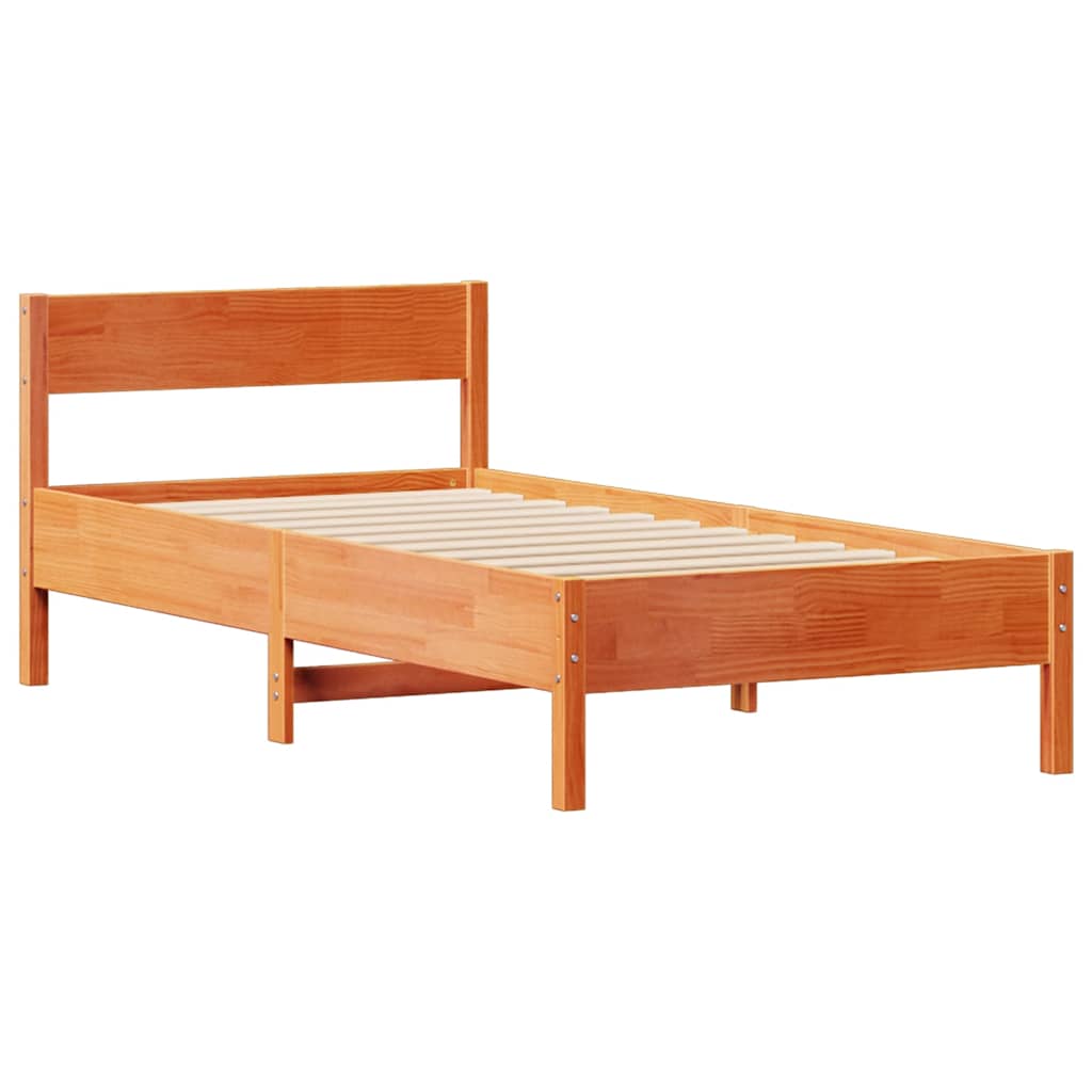 Letto senza Materasso Marrone Cera 90x190 cm in Legno di Pino | homemem39