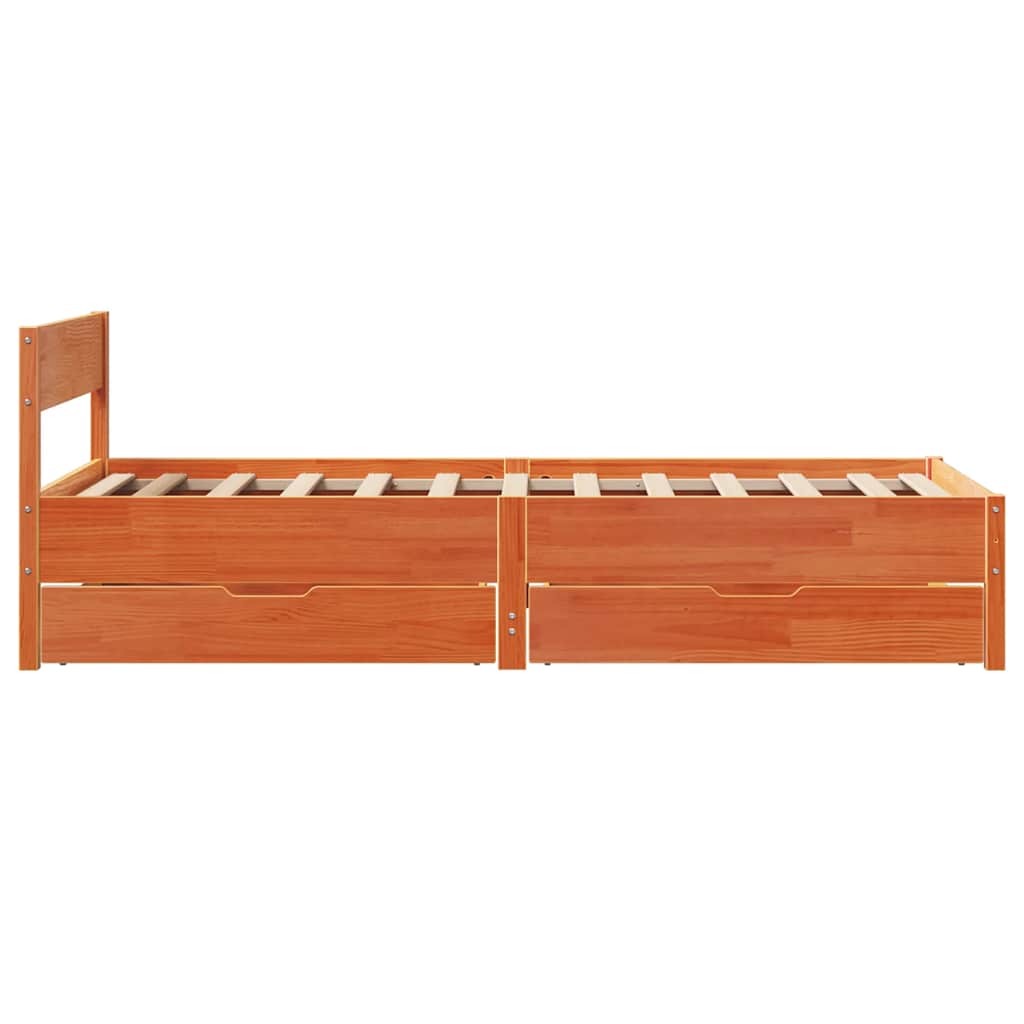 Letto senza Materasso Marrone Cera 90x190 cm in Legno di Pino | homemem39