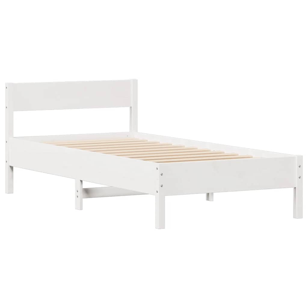 Letto senza Materasso Bianco 75x190 in Legno Massello di Pino | homemem39