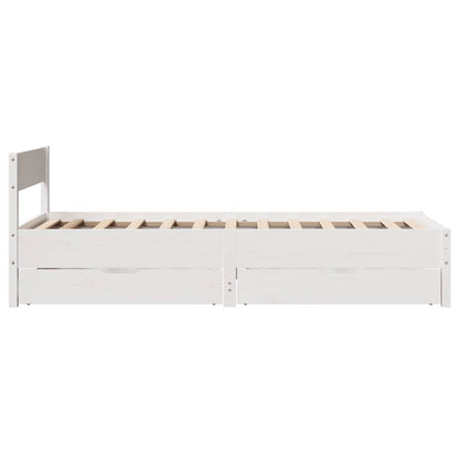 Letto senza Materasso Bianco 75x190 in Legno Massello di Pino | homemem39