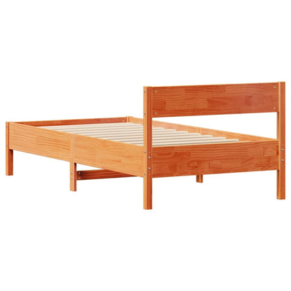Letto senza Materasso Marrone Cera 75x190 cm in Legno di Pino | homemem39