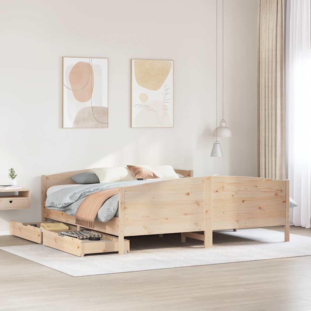 Letto senza Materasso 200x200 cm in Legno Massello di Pino