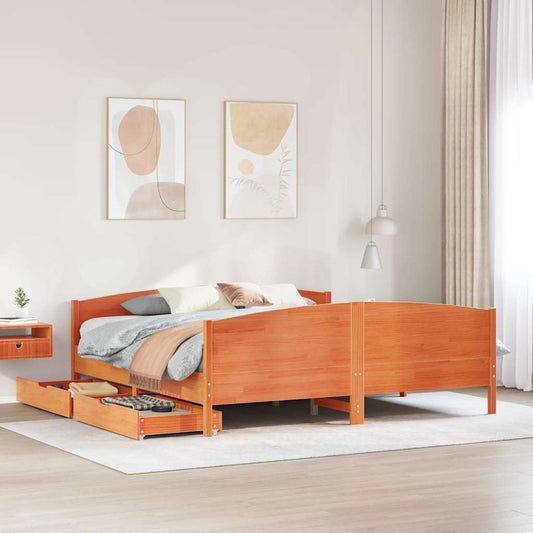 Letto senza Materasso Marrone Cera 180x200 cm in Legno di Pino | homemem39