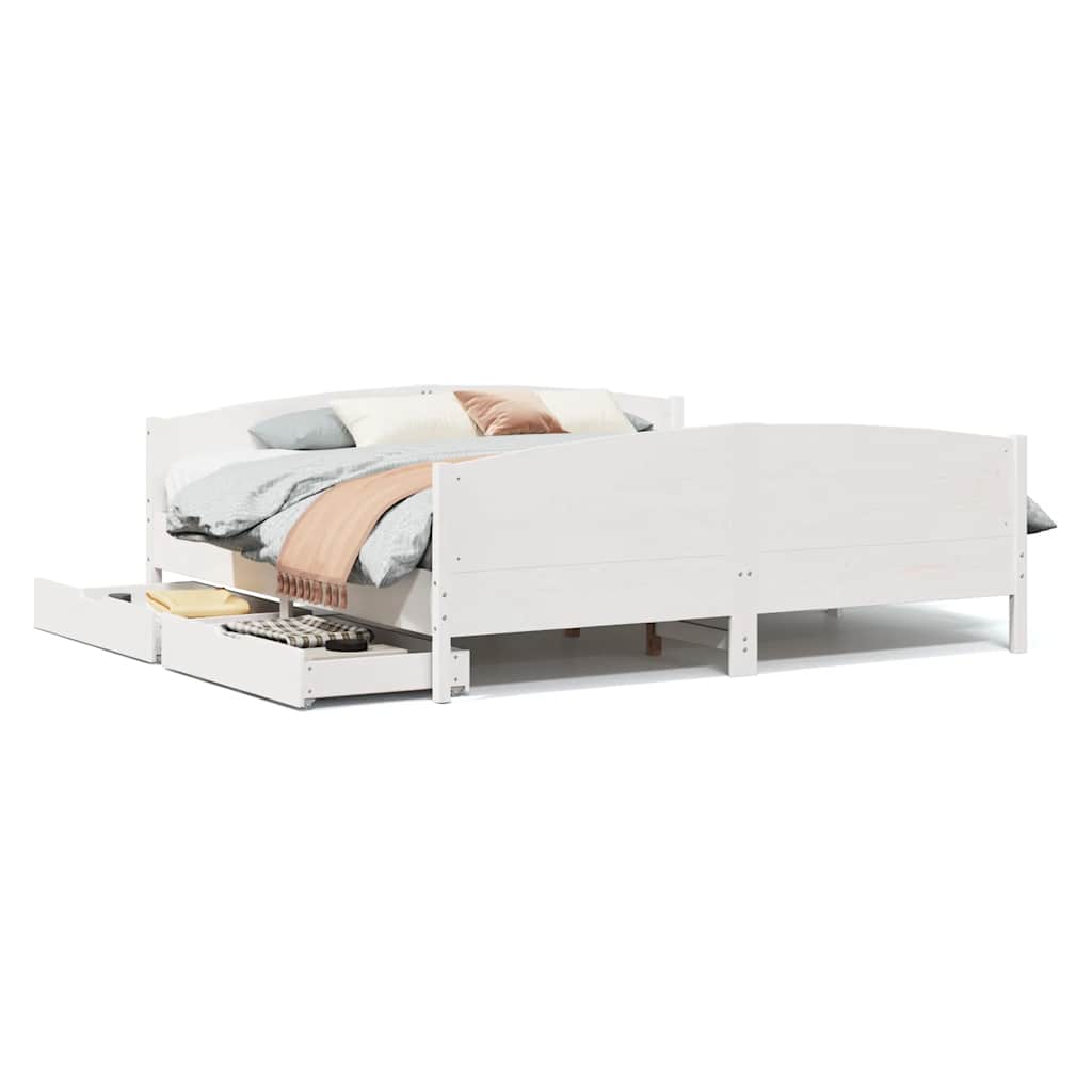 Letto senza Materasso Bianco 160x200 cm Legno Massello di Pino | homemem39