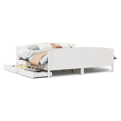 Letto senza Materasso Bianco 160x200 cm Legno Massello di Pino | homemem39