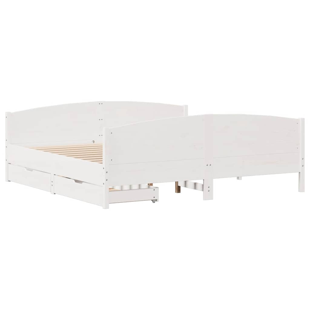 Letto senza Materasso Bianco 160x200 cm Legno Massello di Pino | homemem39