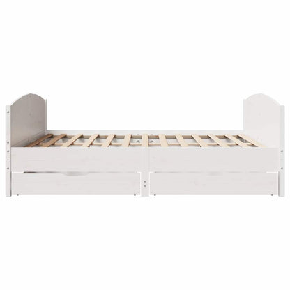 Letto senza Materasso Bianco 160x200 cm Legno Massello di Pino | homemem39