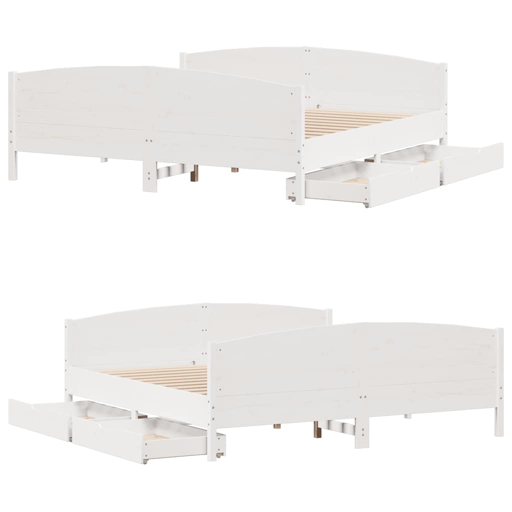 Letto senza Materasso Bianco 160x200 cm Legno Massello di Pino | homemem39