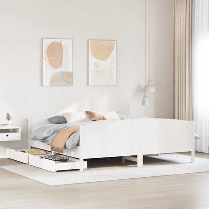 Letto senza Materasso Bianco 160x200 cm Legno Massello di Pino | homemem39