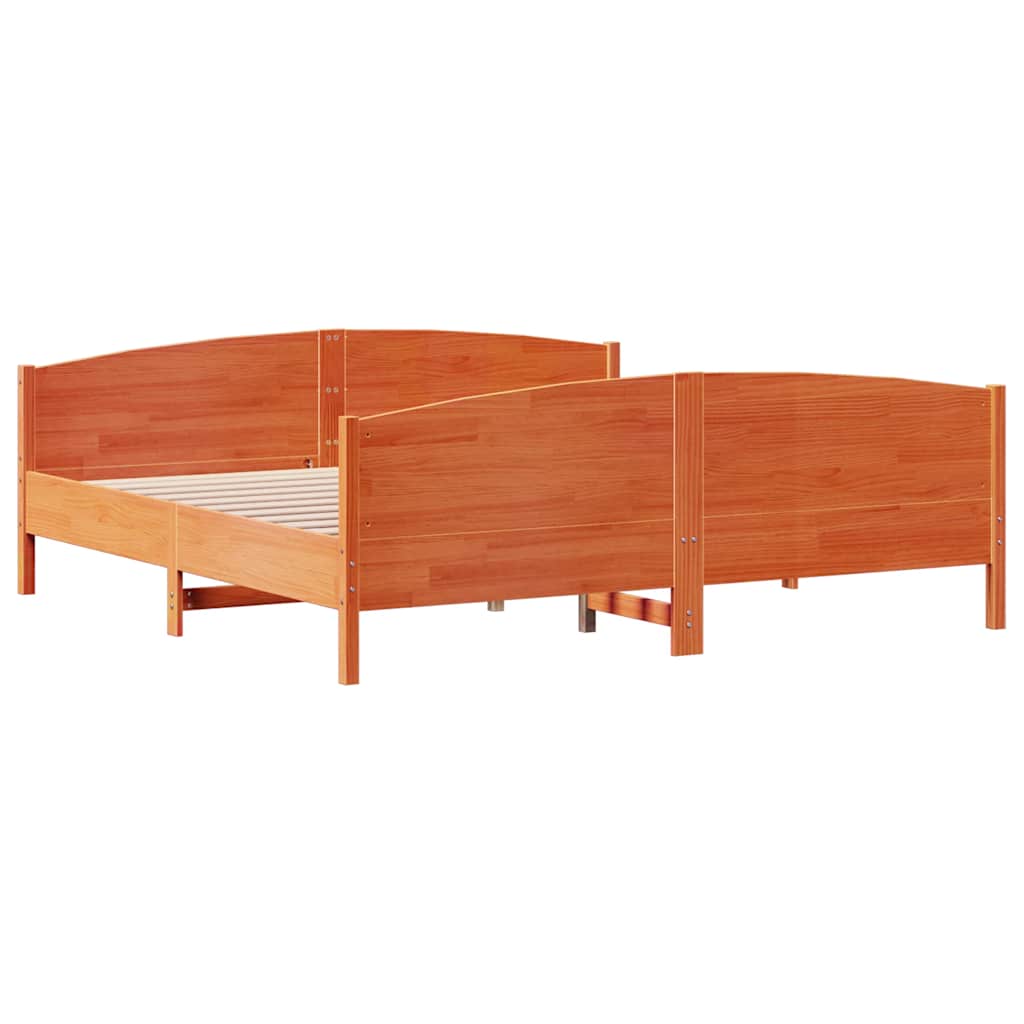 Letto senza Materasso Marrone Cera 160x200 cm in Legno di Pino