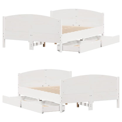 Letto senza Materasso Bianco 150x200 cm Legno Massello di Pino | homemem39