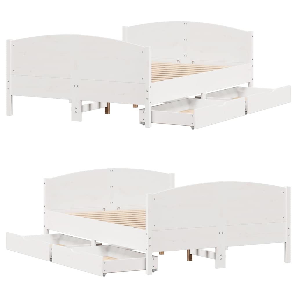 Letto senza Materasso Bianco 140x200 cm Legno Massello di Pino | homemem39