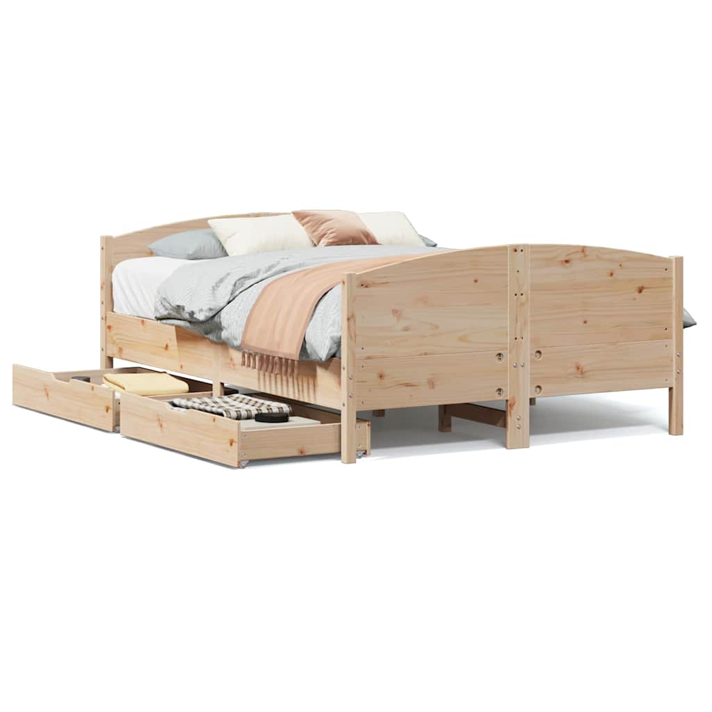 Letto senza Materasso 140x190 cm in Legno Massello di Pino