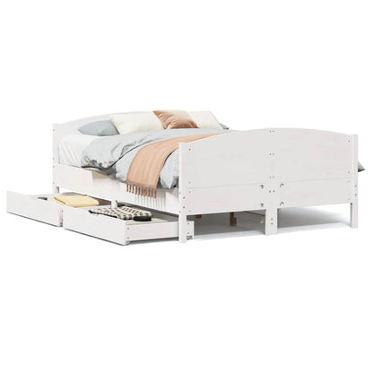 Letto senza Materasso Bianco 140x190 cm Legno Massello di Pino | homemem39