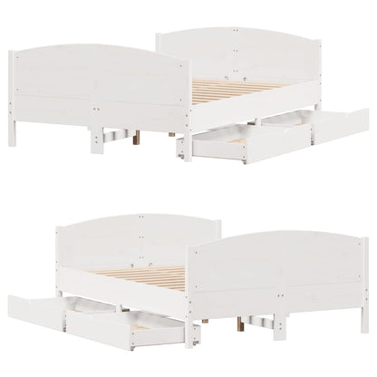 Letto senza Materasso Bianco 140x190 cm Legno Massello di Pino | homemem39