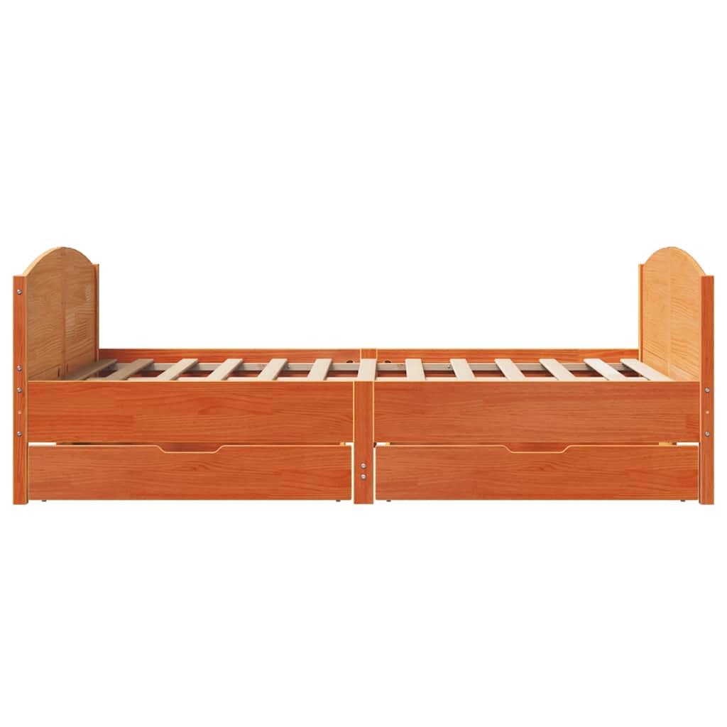 Letto senza Materasso Marrone Cera 140x190 cm in Legno di Pino | homemem39