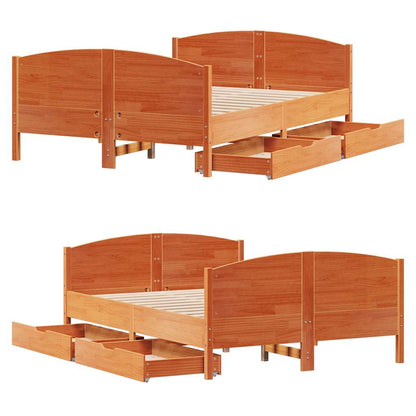 Letto senza Materasso Marrone Cera 140x190 cm in Legno di Pino | homemem39