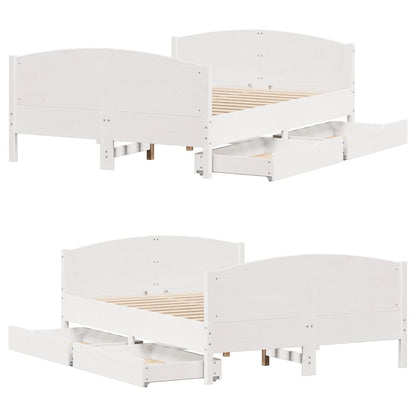 Letto senza Materasso Bianco 135x190 cm Legno Massello di Pino | homemem39
