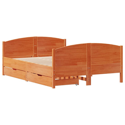 Letto senza Materasso Marrone Cera 135x190 cm in Legno di Pino | homemem39